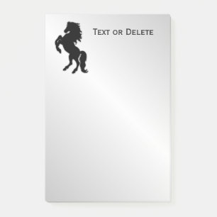 Het opfokken van Zwarte Stallion / Horse op zilver Post-it® Notes