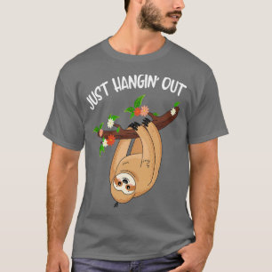 Het ophangen van Grappige Schattigee luiaard T-shirt