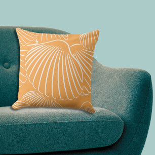 Het opheffen van Sinaasappel & Wit Shore Shell-Pat Kussen