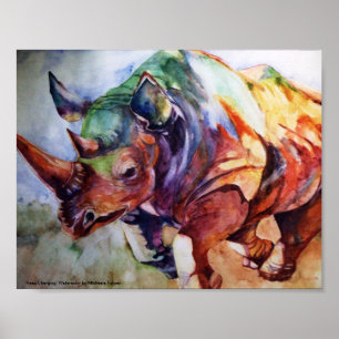 Het opladen van Rhino-Keep Charging. Poster