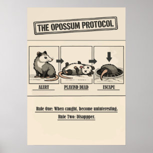 Het Opossum Protocol Retro Humor Poster
