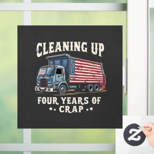 Het opruimen van uw 4 jaar Trump Garbage Inagurati Raamsticker (Huis)
