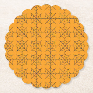 Het Oranje en zwarte lineaire spinnenweb Kartonnen Onderzetters