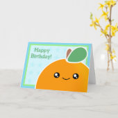 Het Oranje Fruit van de Kaart van de Verjaardag (Gele Bloem)