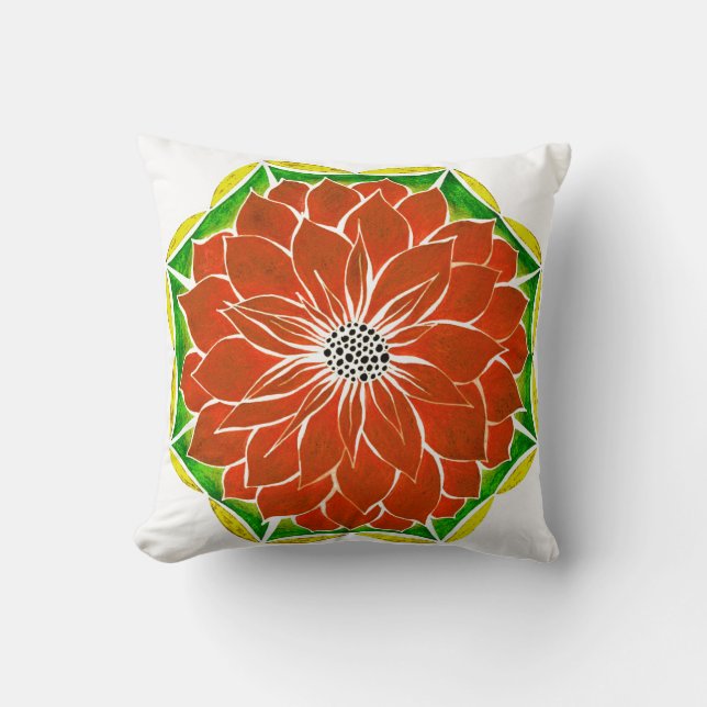 Het ORANJE Ontwerp van POINSETTIA Kussen (Voorkant)