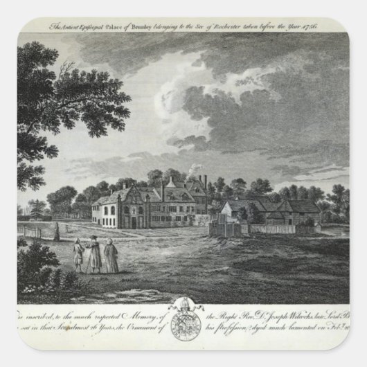 Het oude episcopale paleis van Bromley Vierkante Sticker (Voorkant)