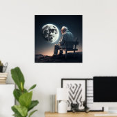 Het oude man dat zich eenzaam voelt poster-3- poster (Thuiskantoor)