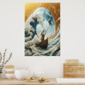 Het oude Man en de gigantische golf Poster (Keuken)