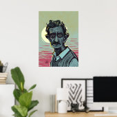 Het oude Man van The Sunset Painting Poster (Thuiskantoor)