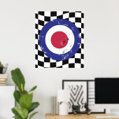 Het oude mod-doel van Retro op achtergrond control Poster (Thuiskantoor)