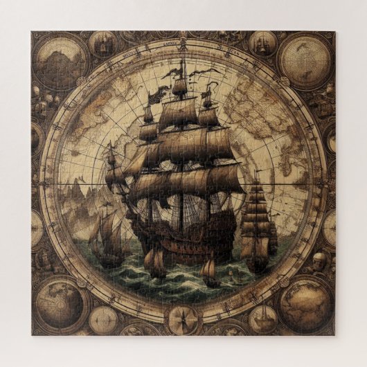 Het oude piratenzeilschip 1 legpuzzel (Verticaal)
