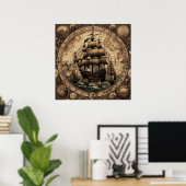 Het oude piratenzeilschip 1 poster (Thuiskantoor)