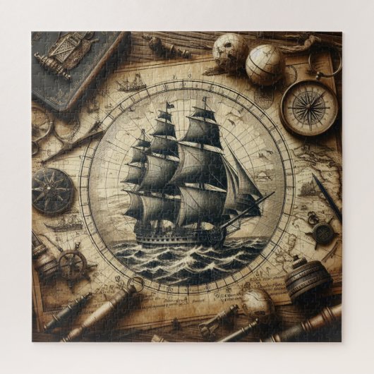 Het oude piratenzeilschip 4 legpuzzel (Verticaal)
