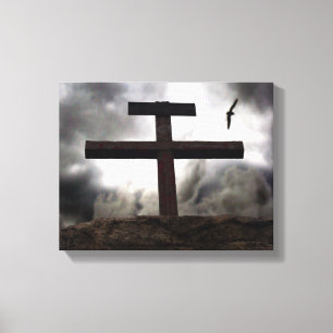 Het oude ruige kruis Calvarieert verpakte Canvas A Afdruk
