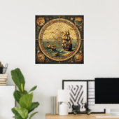Het oude Spaanse zeilschip 2 Poster (Thuiskantoor)