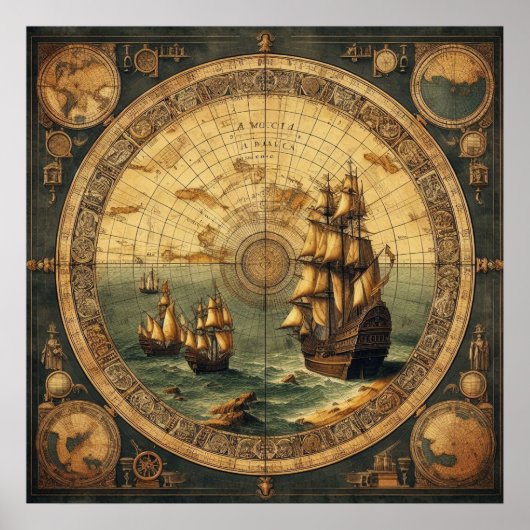 Het oude Spaanse zeilschip 2 Poster (Voorkant)