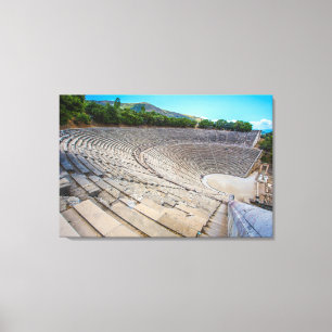 het oude theater in Epidaurus, Argolis, Griekenlan Canvas Afdruk