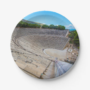 het oude theater in Epidaurus, Argolis, Griekenlan Papieren Bordje