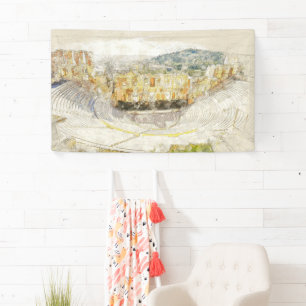 Het oude theater van Athene, Griekenland Spandoek