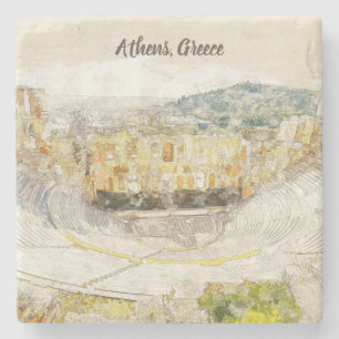 het oude theater van Herodion, Athene, Griekenland Stenen Onderzetter