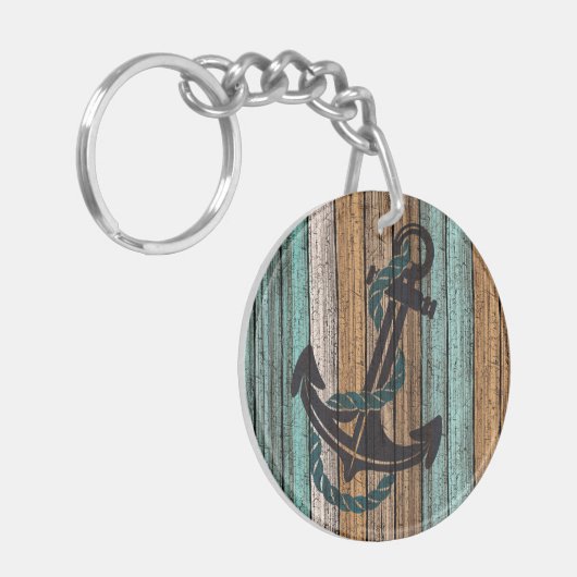 Het oude Weathered Planten Pattern Sleutelhanger (Voorkant Links)