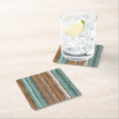 Het oude  Weathered Planten Pattern Vierkante Kartonnen Onderzetter (Insitu)