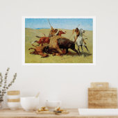 Het oude westen van de Buffalo Hunt Art Print Post (Keuken)
