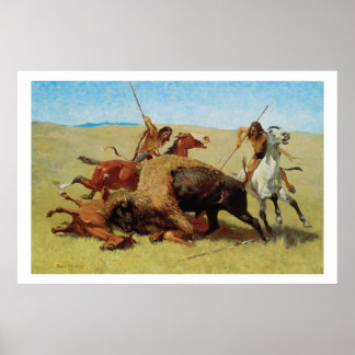 Het oude westen van de Buffalo Hunt Art Print Post