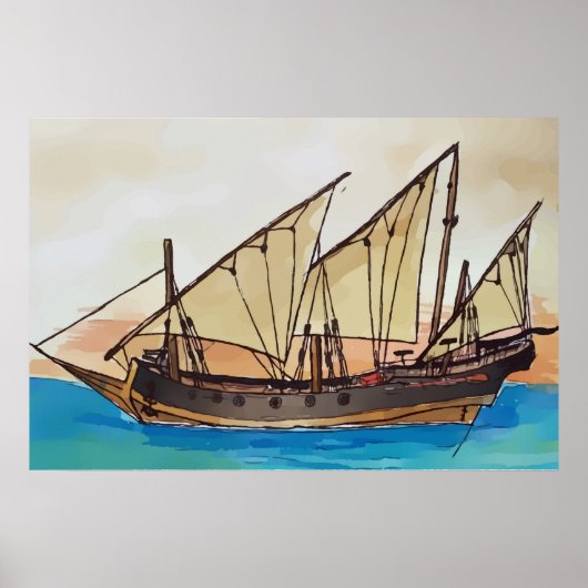 Het oude zeilschip Xebec Poster (Voorkant)