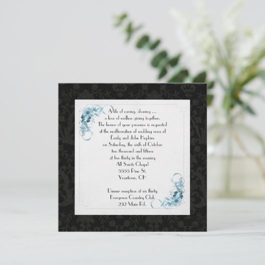 Het ouderwetse Black Damask lijst zegt vernieuwing Kaart (Staand voorkant)