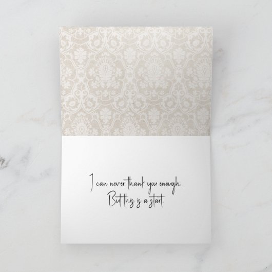 Het ouderwetse Damasontwerp Dank u Kaart (Binnen)