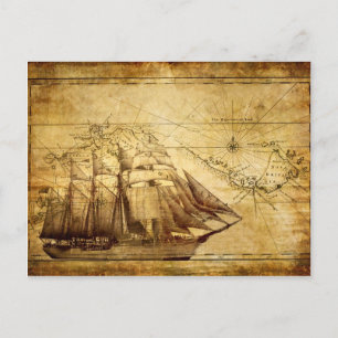 Het oudste Wereldkaart schip Briefkaart