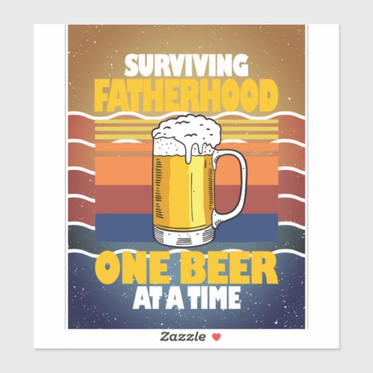 Het overleven van vaderschap één bier per keer sticker (Vel)