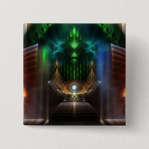 Het overwegen van Fractal van Oz Art. Vierkante Button 5,1 Cm