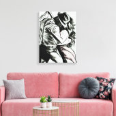 Het paar dansen, zwart-wit canvas print, (Insitu (Woonkamer))