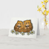 Het Paar van de hamster, Madeliefjes, Kunst: Kaart (Gele Bloem)