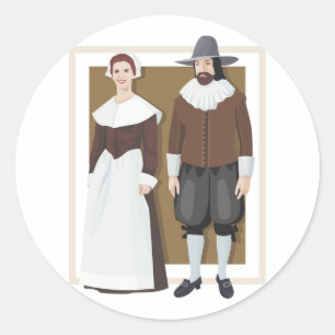 Het Paar van de pelgrim Ronde Sticker