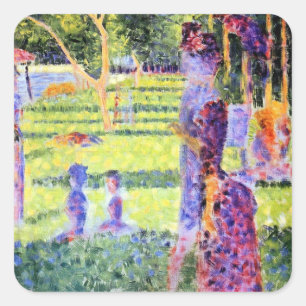Het Paar van Georges Seurat, Vintage Pointillisme Vierkante Sticker