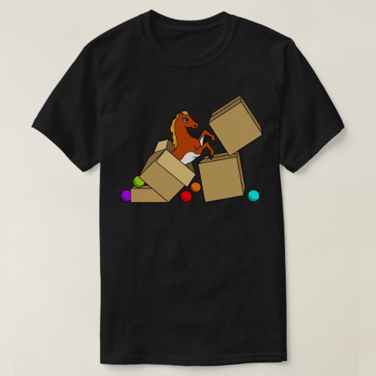 Het paard springt uit een doos t-shirt (Design voorkant)