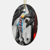Het Paard van de carrousel op Zwart-wit Ornament (Links)