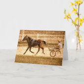Het Paard van het Ras van Standardbred, Grunge Kaart (Gele Bloem)