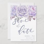 Het Paarse Manuscript van de Waterverf Floral spar Save The Date (Voorkant)