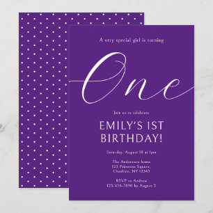 Het Paarse meisje van één jaar is gewoon één jaar  Kaart