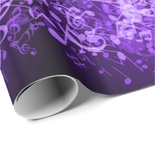 Het paarse Patroon van de Muzieknoten van de Gloed Cadeaupapier