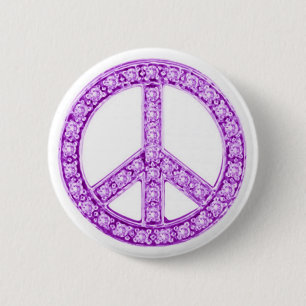 Het paarse Teken van de Vrede van Juwelen Ronde Button 5,7 Cm