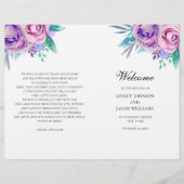 Het Paarse trouwprogramma is gevouwen. Lila bloeme (Voorkant)