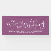 Het paarse verwelkomen van het het witte hartmanus spandoek (Horizontaal)