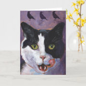 Het paarse Wenskaart van de Kat Kaart (Gele Bloem)