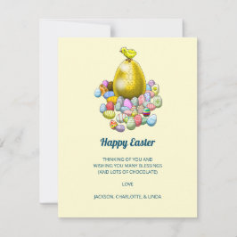 Het paaskuiken en het gouden paasei feestdagenkaart