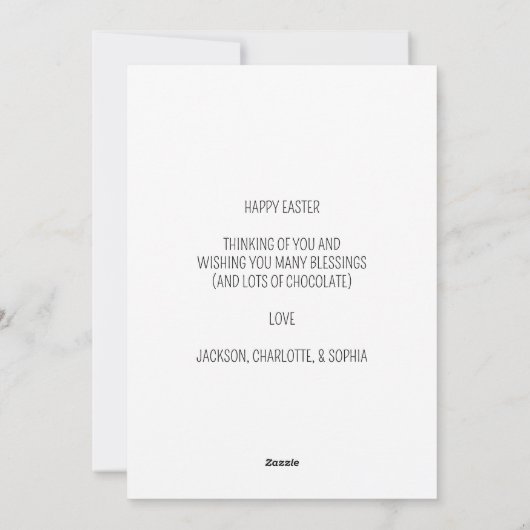 Het paaskuiken en het gouden paasei feestdagenkaart (Achterkant)